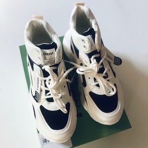 Women's Platform High Top Casual Shoes, Lace Up Anti-slip Sneakers Size 7